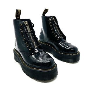 New Dr. Martens Sinclair Lamper Crinkled Black Patent Ankle Boots Size 5 (37)